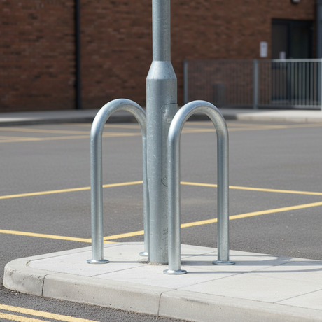 Steel surface bolt lamp post protection hoop guards