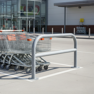 Galvanised steel trolley bay protection hoops ground fix