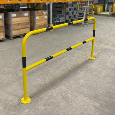 yellow & black steel high visibility warehouse protection perimeter safety barrier