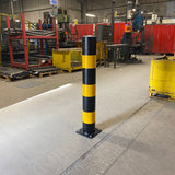 1200mm-high-visibility-safety-bollards-warehouse-industrial-traffic-forklift-bollard-crash-collision-protection-prevention-impact-resistant-durable-galvanised-steel-black-yellow-pedestrian-equipment-perimeter-guards-reflective-heavy-duty-safety-car-parks-depots