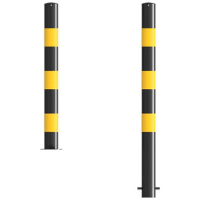 1200mm-high-visibility-safety-bollards-warehouse-industrial-traffic-forklift-bollard-crash-collision-protection-prevention-impact-resistant-durable-galvanised-steel-black-yellow-pedestrian-equipment-perimeter-guards-reflective-heavy-duty-safety-car-parks-depots