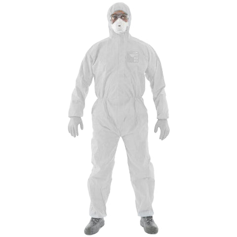 High-performance breathable suit for asbestos handling, maintenance, construction, and cleaning. 