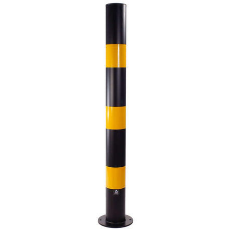 1500mm-high-visibility-safety-bollards-warehouse-industrial-traffic-forklift-bollard-crash-collision-protection-prevention-impact-resistant-durable-galvanised-steel-black-yellow-pedestrian-equipment-perimeter-guards-reflective-heavy-duty-safety-car-parks-depots