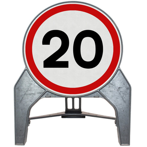 20mph-670-plastic-road-q-sign-control-management-roadway-signage-durable-weather-resistant-lightweight-high-visibility-chapter-8-traffic-signs-manual-750mm-street-safety-vehicle-portable-barrier-traffic-cone-events-roadworks-construction-sites