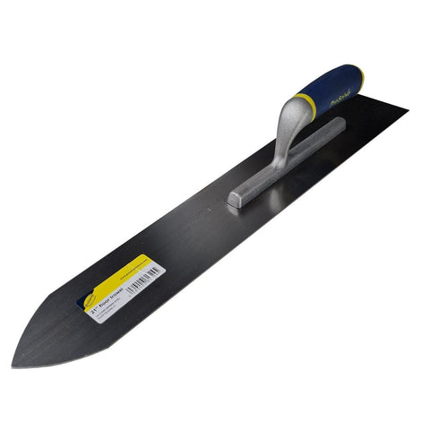 High-grade German steel pointed floor finishing/screeding trowels for flooring projects, enabling precise corner access and smooth surface creation. 1st Class German Steel construction ensures exceptional durability and an extra smooth finish. 