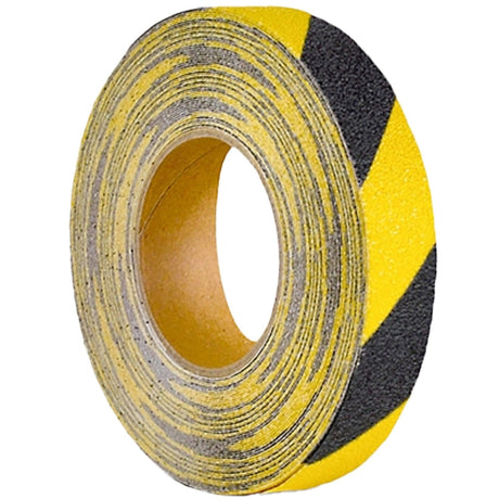 proline-conformable-anti-slip-tape-floor-stairs-nosing-non-skid-high-traction-slip-resistant-self-adhesive-durable-heavy-duty-industrial-warehouse-aluminium-substrate-oxide-particles-steps-slopes-ladders-chequer-durbar-plates-fire-escapes-chemical-oil-resistant-black-yellow-uv-stable