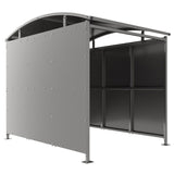 dogford-multi-use-shelter-galvanised-sheet-clad-bike-shelter-outdoor-bicycle-cycle-secure-steel-commercial-weatherproof-durable-enclosure-schools-university-college-flanged-base-plates-bolt-down-trolley-sport-spectators-pay-display-ev-charge-waiting-passenger