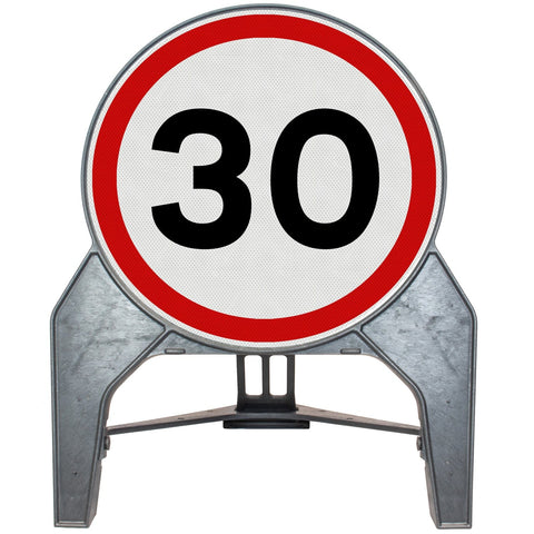 30mph-670-plastic-road-q-sign-control-management-roadway-signage-durable-weather-resistant-lightweight-high-visibility-chapter-8-traffic-signs-manual-750mm-street-safety-vehicle-portable-barrier-traffic-cone-events-roadworks-construction-sites