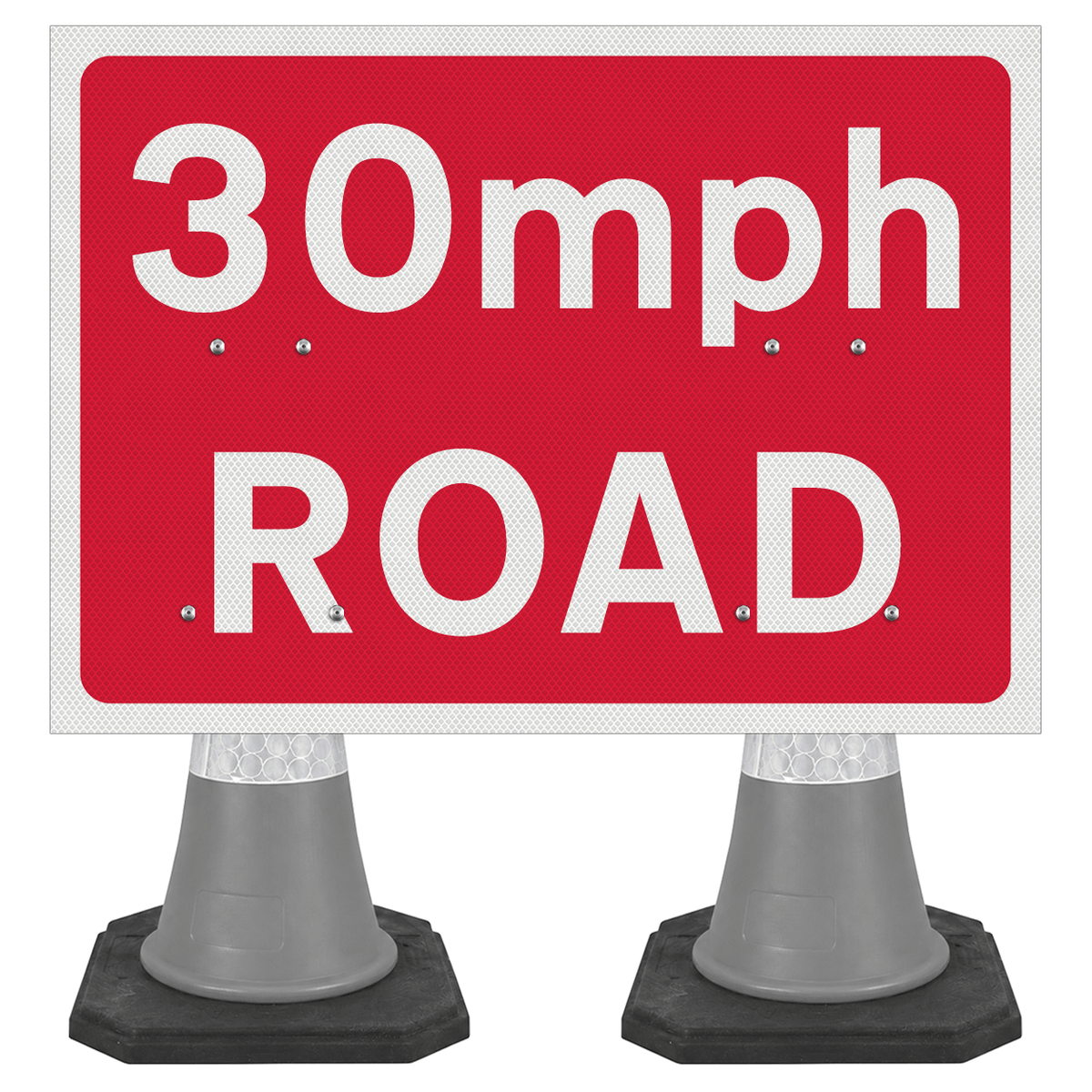 30mph Road 1050 x 750mm Cone Sign (Double Cone) 670