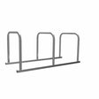 3-rail Sheffield toast rack cycle stand in stainless steel, angled product view