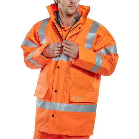 4 In 1 Hi-vis Jacket And Bodywarmer Orange, EN ISO 20471 Class 3, GO/RT 3279 certified.