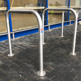 perimeter-stainless-steel-hoop-barriers-60mm-with-horizontal-bar-safety-outdoor-guard-rails-car-parks-industrial-commercial-playground-permanent-obstacle-motercycle-bike-security-trolley-parks-car-showrooms-dealerships-bolt-down-heavy-duty-robust-durable-weather-resistant-residential-impact-resistant