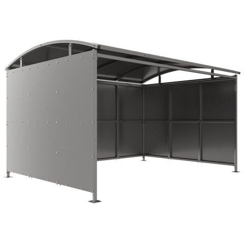 dogford-multi-use-shelter-galvanised-sheet-clad-bike-shelter-outdoor-bicycle-cycle-secure-steel-commercial-weatherproof-durable-enclosure-schools-university-college-flanged-base-plates-bolt-down-trolley-sport-spectators-pay-display-ev-charge-waiting-passenger