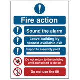 5-point-fire-action-sign-safety-extinguisher-signage-fire-evacuation-escape-hazard-identify-locate-instruct-alarm-prevention-regulations-compliance-gear-self-adhesive-rigid-PVC-foam-high-impact-polystyrene-photoluminescent-polycarbonate