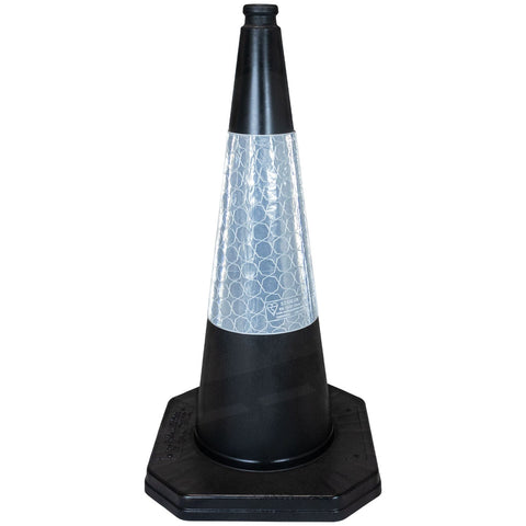 750mm-premium-black-safety-traffic-cone-1-piece--barrier-pedestrian-vehicle-demarcation-roadworks-events-schools-traffic-management-plastic-recyclable-highway-construction-site-equipment-durable-weather-resistant-PVC