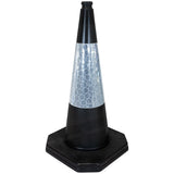 750mm-premium-black-safety-traffic-cone-1-piece--barrier-pedestrian-vehicle-demarcation-roadworks-events-schools-traffic-management-plastic-recyclable-highway-construction-site-equipment-durable-weather-resistant-PVC