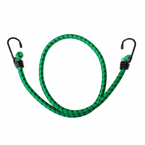 750mm bungee straps in green twin pack - elasticated rubber cord with polypropylene-braid outer, abrasion-resistant. Sold in pairs, 8mm diameter.