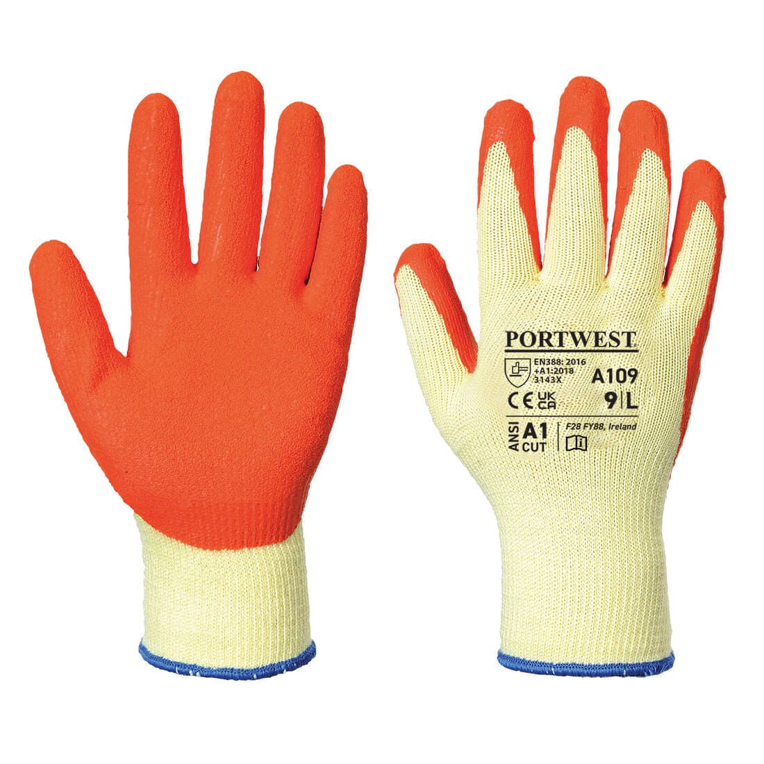 Portwest A109 Grip 10 Latex Crinkle Retail Glove
