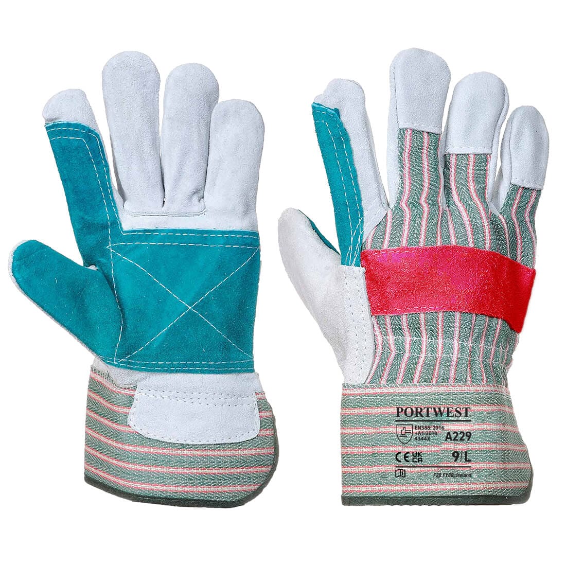 Portwest A229 Leather Rigger 320 Cow Split Reinforced Palm Glove