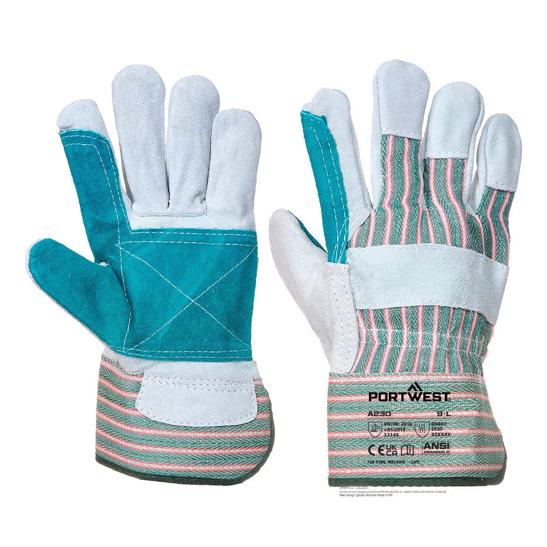 Portwest A230 Leather Rigger 365 Cow Split Reinforced Palm Glove