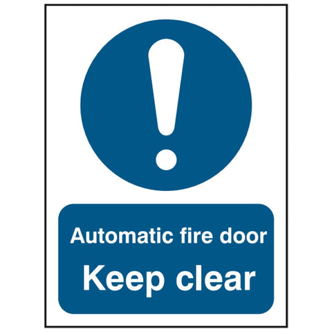 automatic-fire-door-keep-clear-sign-safety-extinguisher-signage-fire-evacuation-escape-hazard-identify-locate-instruct-alarm-prevention-regulations-compliance-gear-self-adhesive-rigid-PVC-foam-high-impact-polystyrene-photoluminescent-polycarbonate