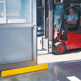 black-bull-sliding-door-guards-steel-yellow-powder-coated-damage-protection-durable-heavy-duty-fire-doors-bolt-down-forklift-trucks-battery-charging-bays-racking-pallet-protection-surface-mounted-industrial-commercial-warehouses-factories-frame-impact-resistant-safety-high-visibility-robust-metal-indoor