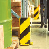 black-bull-right-angle-heavy-duty-pallet-racking-corner-protectors-forklift-damage-prevention-impact-resistant-building-doorway-protection-high-visibility-powder-coated-yellow-industrial-warehouse-safety-black-top-grade-steel-machine-guards-partitions-mezzanine-support-columns-racking-uprights-DIN-4844-Safety Guidelines