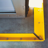 black-bull-sliding-door-guards-steel-yellow-powder-coated-damage-protection-durable-heavy-duty-fire-doors-bolt-down-forklift-trucks-battery-charging-bays-racking-pallet-protection-surface-mounted-industrial-commercial-warehouses-factories-frame-impact-resistant-safety-high-visibility-robust-metal-indoor