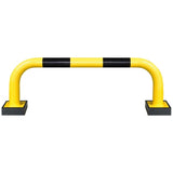 black-bull-flex-flexible-steel-protection-guards-390mm-shock-absorption-yellow-black-hot-dip-galvanised-indoor-outdoor-powder-coated-industrial-warehouse-heavy-duty-metal-wall-corner-high-impact-safety-guards-bolt-down-surface-mount-high-visibility-durable-impact-protection-garages-forklift-commercial-retail-distribution