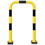 black-bull-flex-flexible-steel-protection-guards-1240mm-shock-absorption-yellow-black-hot-dip-galvanised-indoor-outdoor-powder-coated-industrial-warehouse-heavy-duty-metal-wall-corner-high-impact-safety-guards-bolt-down-surface-mount-high-visibility-durable-impact-protection-garages-forklift-commercial-retail-distribution