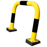 black-bull-flex-flexible-steel-protection-guards-640mm-shock-absorption-yellow-black-hot-dip-galvanised-indoor-outdoor-powder-coated-industrial-warehouse-heavy-duty-metal-wall-corner-high-impact-safety-guards-bolt-down-surface-mount-high-visibility-durable-impact-protection-garages-forklift-commercial-retail-distribution