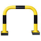 black-bull-flex-flexible-steel-protection-guards-640mm-shock-absorption-yellow-black-hot-dip-galvanised-indoor-outdoor-powder-coated-industrial-warehouse-heavy-duty-metal-wall-corner-high-impact-safety-guards-bolt-down-surface-mount-high-visibility-durable-impact-protection-garages-forklift-commercial-retail-distribution