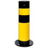 BLACK-BULL-FLEX-heavy-duty-top-grade-steel-bollard-galvanised-shock-absorbent-buffer-impact-resistent-powder-coated-yellow-black-industrial-durable-warehouses-factories-high-visibility-quality-TUV-tested-DGUV108007-surface-fix-bolt-down-concrete-in-ragged-concrete-filled