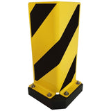 black-bull-right-angle-flex-shock-absorbent-heavy-duty-pallet-racking-corner-protectors-forklift-damage-prevention-impact-resistant-building-doorway-protection-high-visibility-powder-coated-yellow-industrial-warehouse-safety-black-top-grade-steel-machine-guards-partitions-mezzanine-support-columns-racking-uprights-DIN-4844-Safety Guidelines