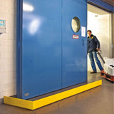 black-bull-sliding-door-guards-steel-yellow-powder-coated-damage-protection-durable-heavy-duty-fire-doors-bolt-down-forklift-trucks-battery-charging-bays-racking-pallet-protection-surface-mounted-industrial-commercial-warehouses-factories-frame-impact-resistant-safety-high-visibility-robust-metal-indoor