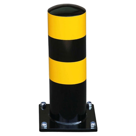 BLACK-BULL-HGV-parking-aid-bollard-truck-guidance-heavy-vehicle-parking-assistance-commercial-safety-marker-post-stopper-car-park-loading-bay-stopper-industrial-warehouse-curb-steel-galvanised-reflective