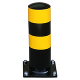 BLACK-BULL-HGV-parking-aid-bollard-truck-guidance-heavy-vehicle-parking-assistance-commercial-safety-marker-post-stopper-car-park-loading-bay-stopper-industrial-warehouse-curb-steel-galvanised-reflective