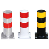 BLACK-BULL-HGV-parking-aid-bollard-truck-guidance-heavy-vehicle-parking-assistance-commercial-safety-marker-post-stopper-car-park-loading-bay-stopper-industrial-warehouse-curb-steel-galvanised-reflective