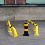 BLACK-BULL-HGV-parking-aid-bollard-truck-guidance-heavy-vehicle-parking-assistance-commercial-safety-marker-post-stopper-car-park-loading-bay-stopper-industrial-warehouse-curb-steel-galvanised-reflective