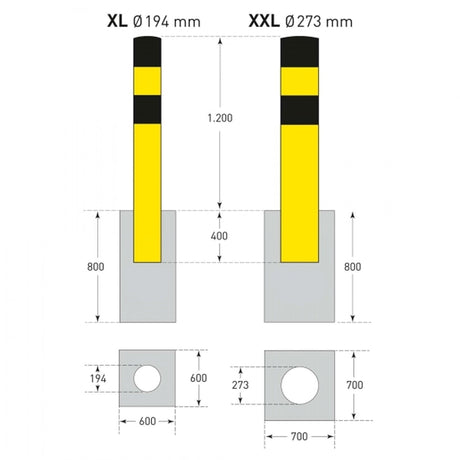 Black & Yellow Bollards
