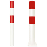 BLACK-BULL-heavy-duty-top-grade-steel-bollard-galvanised-powder-coated-red-white-industrial-durable-warehouses-factories-high-visibility-quality-TUV-tested-DGUV108007-surface-fix-bolt-down-concrete-in-ragged-concrete-filled