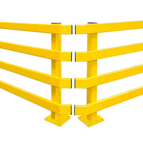 Black-bull-plastic-end-caps-for-rail-low-level-impact-guard-rails-indoor-outdoor-use-powder-coated-hot-dip-galvanised-yellow-high-visibility-steel-protection-safety-warehouse-industrial-barrier-beam-factories-parking-workplace-forklift-crash-bollard-commercial-depots-factories-hazard