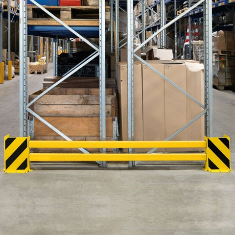 BLACK-BULL-racking-end-frame-protectors-c-polypropylene-warehouse-pallet-rack-heavy-duty-galvanised-steel-industrial-commercial-factories-durable-protective-safety-forklift-plant-machinery-adjustable-width-manufacturing-units-distribution-depots-powder-coated