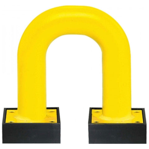 black-bull-flex-flexible-steel-protection-guards-390mm-shock-absorption-yellow-black-hot-dip-galvanised-indoor-outdoor-powder-coated-industrial-warehouse-heavy-duty-metal-wall-corner-high-impact-safety-guards-bolt-down-surface-mount-high-visibility-durable-impact-protection-garages-forklift-commercial-retail-distribution