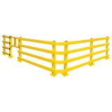 Black-bull-lateral-rail-low-level-impact-guard-rails-indoor-outdoor-use-powder-coated-hot-dip-galvanised-yellow-high-visibility-steel-protection-safety-warehouse-industrial-barrier-beam-factories-parking-workplace-forklift-crash-bollard-commercial-depots-factories-hazard