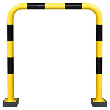 black-bull-flex-flexible-steel-protection-guards-1240mm-shock-absorption-yellow-black-hot-dip-galvanised-indoor-outdoor-powder-coated-industrial-warehouse-heavy-duty-metal-wall-corner-high-impact-safety-guards-bolt-down-surface-mount-high-visibility-durable-impact-protection-garages-forklift-commercial-retail-distribution