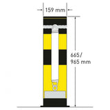 BLACK-BULL-FLEX-heavy-duty-top-grade-steel-bollard-galvanised-shock-absorbent-buffer-impact-resistent-powder-coated-yellow-black-industrial-durable-warehouses-factories-high-visibility-quality-TUV-tested-DGUV108007-surface-fix-bolt-down-concrete-in-ragged-concrete-filled