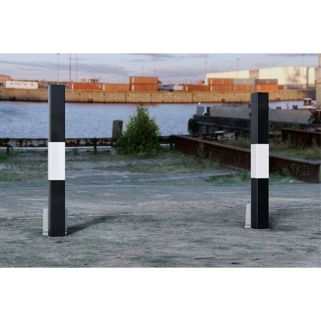 Removable Square Black & White Safety Bollards 