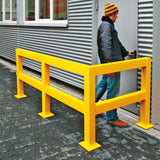 BLACK-BULL-HD-heavy-duty-impact-protection-railing-system-high-visibility-machinery-pedestrian-safety-galvanised-powder-coated-walkways-vehicle-durable-steel-guardrail-warehouse-factories-industrial-manufacturing-units-depots-car-parks