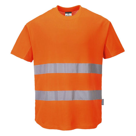 Portwest C394 Class 2 Hi-Vis Cotton Comfort Mesh Insert T-Shirt S/S